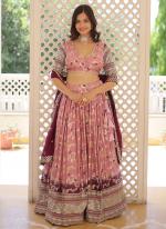 Viscose Lavender Party Wear Embroidery Work Readymade Lehenga Choli